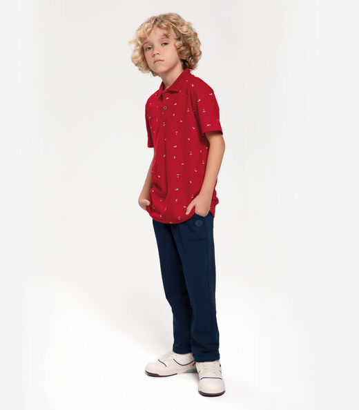 Polo Infantil Masculina Em Cotton Trick Nick Vermelho
