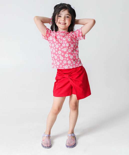 Image_Short Saia Infantil Textura Marisa Tam 4 a 10 Vermelho