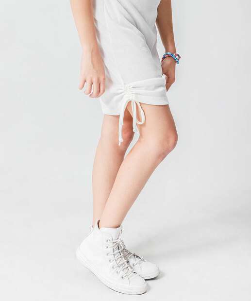 Vestido Juvenil Canelado Marisa Tam 10 a 16 Off White