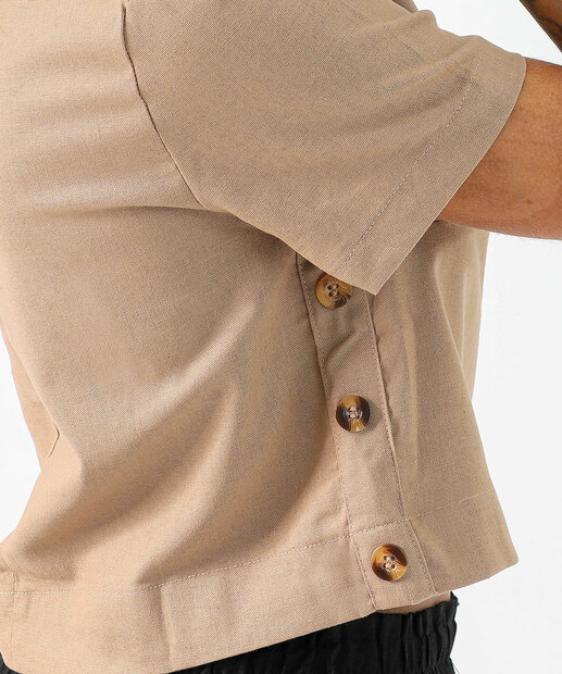 Blusa Feminina Manga Curta Marisa Marrom