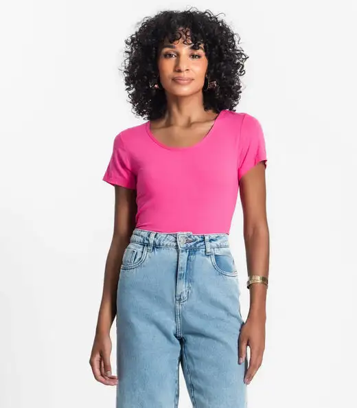 Image_Blusa Feminina Viscotorcion Básica Rovitex Rosa