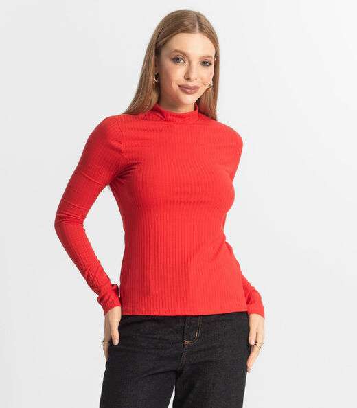 Image_Blusa Manga Longa Feminina Canelada Select Vermelho