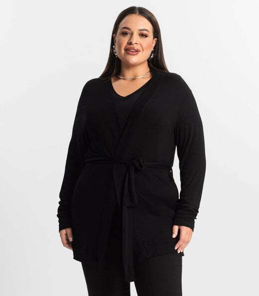 Cardigan Plus Size Feminino Secret Glam Preto