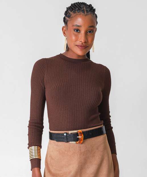 Image_Suéter Feminino Canelado Marisa Marrom
