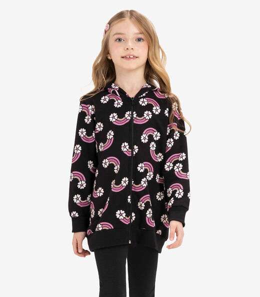 Conjunto jaqueta com capuz e legging Rovi Kids Preto