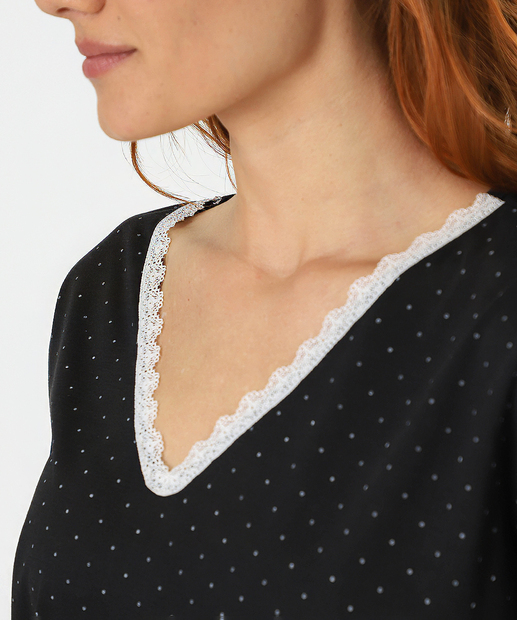 Pijama Feminino Estampa Poá Marisa Preto