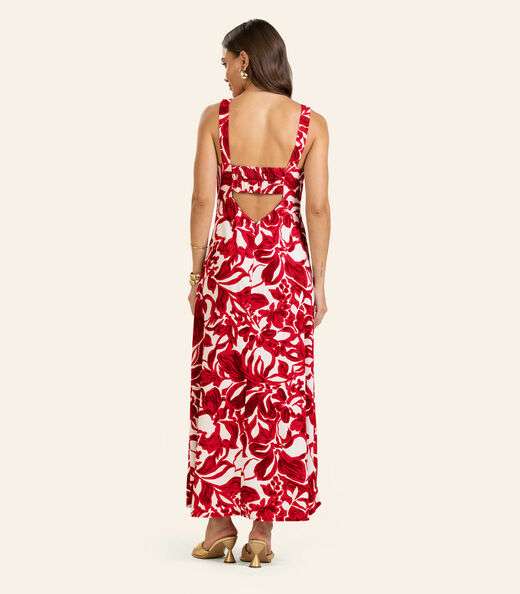 Vestido Midi em Linho Feminino Endless Vermelho