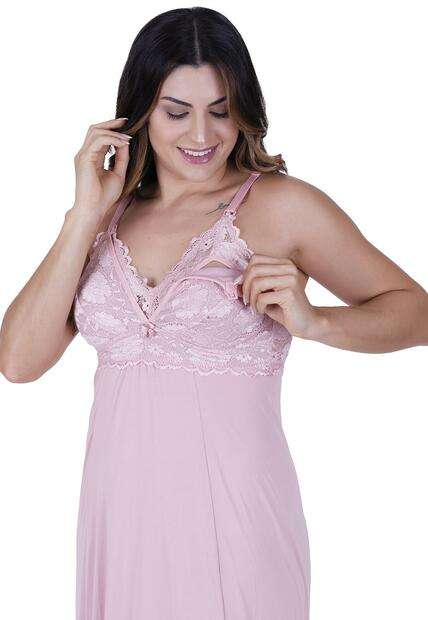 Camisola Amamentação Longa Concept Lingerie Rosa