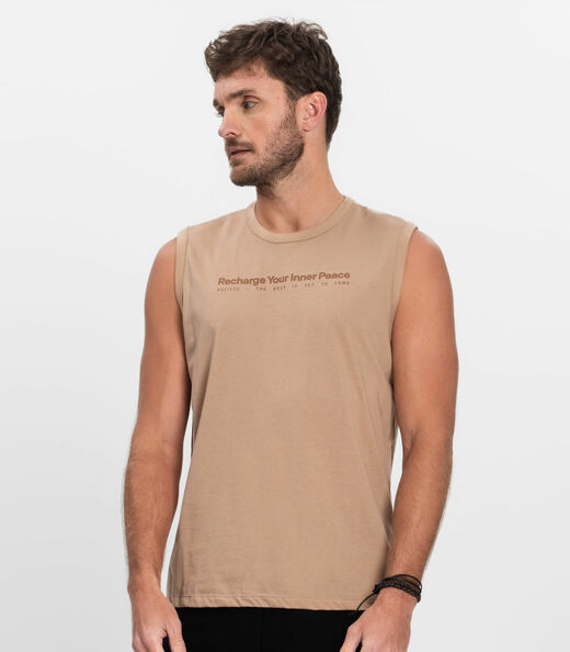 Regata Plus Size Masculino em Meia Malha Diametro Marrom