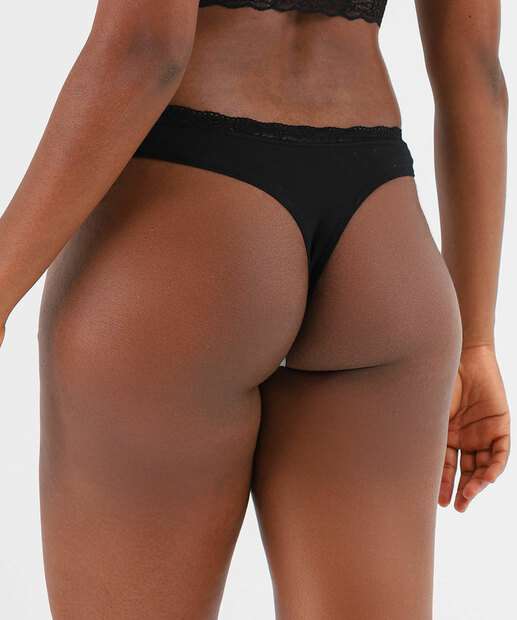 Calcinha Fio Dental Renda Marisa Preto