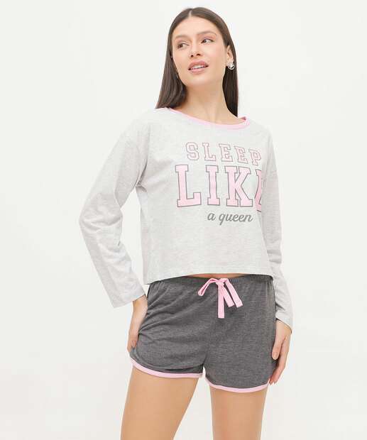 Pijama Feminino Estampado Manga Longa Marisa