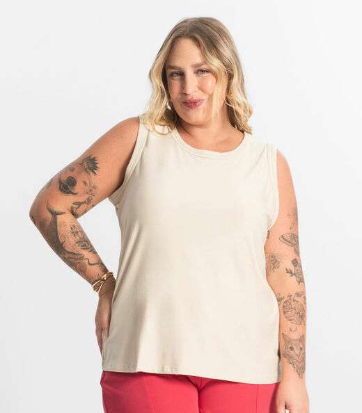 Regata Feminina Plus Size Secret Glam Bege