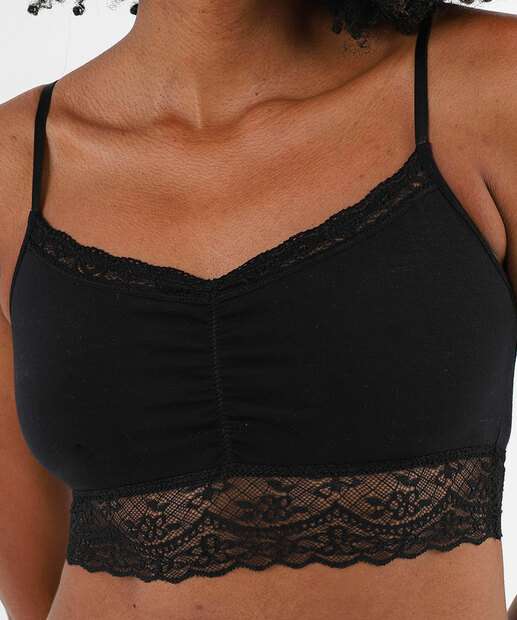 Sutiã Bra Top Recorte Renda Bojo Marisa Preto