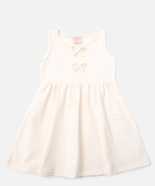Image_Vestido Infantil Textura Laços Marisa Tam 1 a 3 Off White