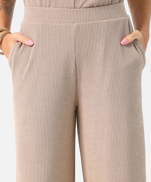 Calça Pantalona Feminina Textura Marisa Marrom