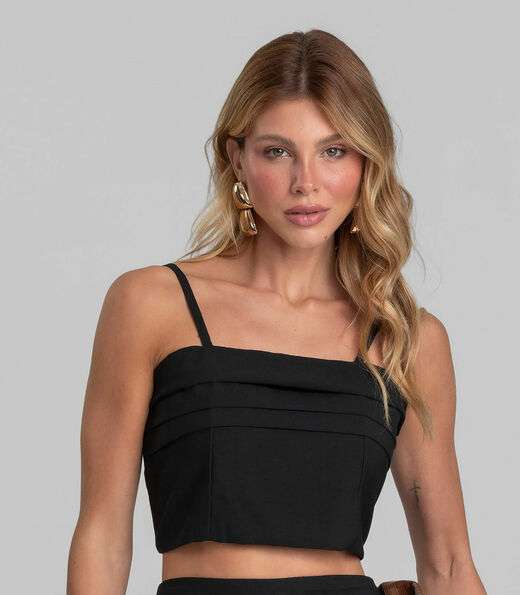Image_Blusa Cropped Feminina De Alça Regulável Dianna Preto