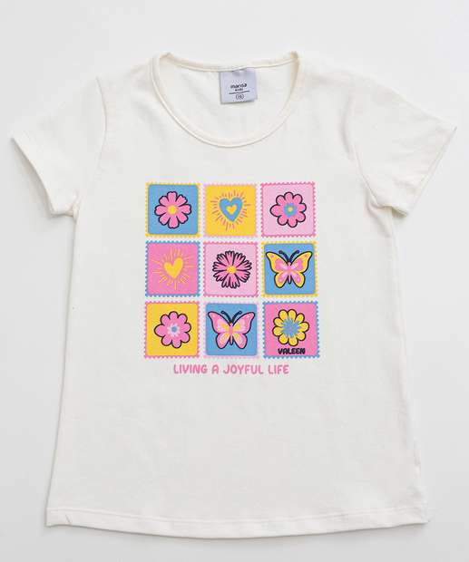 Conjunto Infantil Estampa Flores Marisa Tam 4 a 10 Amarelo