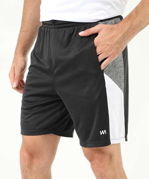 Bermuda Masculina Fitness Recorte Bolsos Marisa Preto