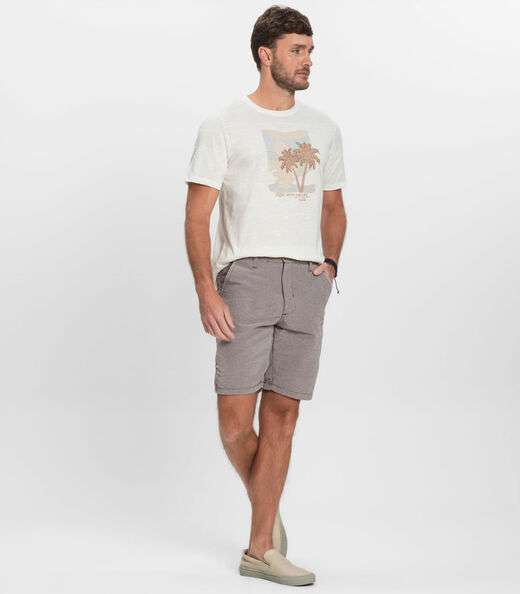 Bermuda Maculina Sarja Com Bolsos Shift Bege