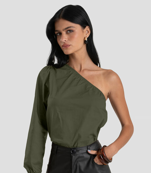 Image_Blusa Feminina Manga Única em Tricoline Dianna Verde