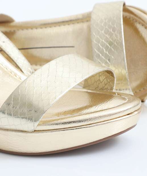 Sandália Feminino Plataforma Tiras Moleca Dourado