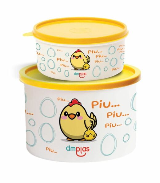 Kit Pote Decorado Fazendinha 2 Peças DM Plas Amarelo