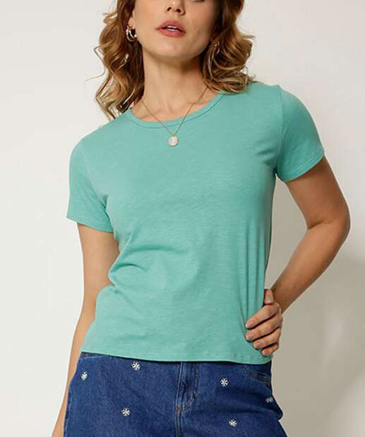 Image_Blusa Feminina Básica Flamê Manga Curta Marisa