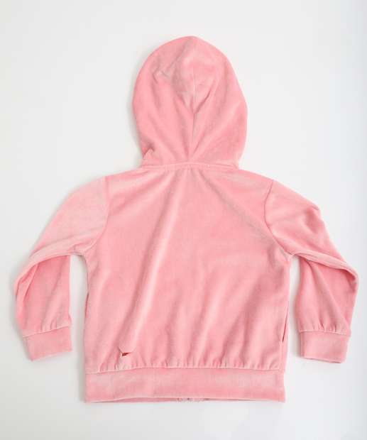 Conjunto Infantil Plush Capuz Zíper Marisa Tam 1 a 3 Rosa