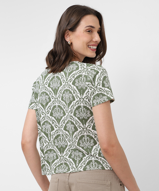 Blusa Feminina Estampada Manga Curta Marisa Off White