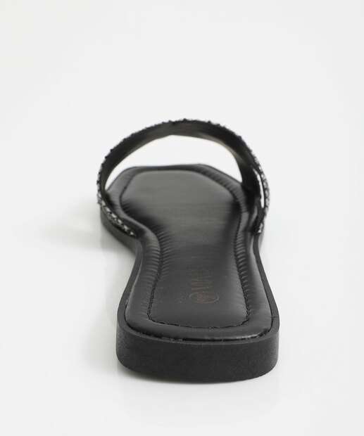 Rasteirinha Feminina Tiras Strass Beira Rio Preto