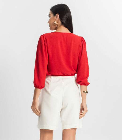 Blusa Feminina Manga 3/4 Rovitex Vermelho