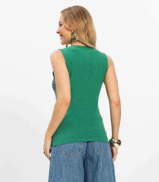 Regata Feminina Ribana Canelada Rovitex Verde