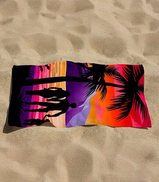 Toalha De Praia Estampada Toque Aveludado Rozac Roxo