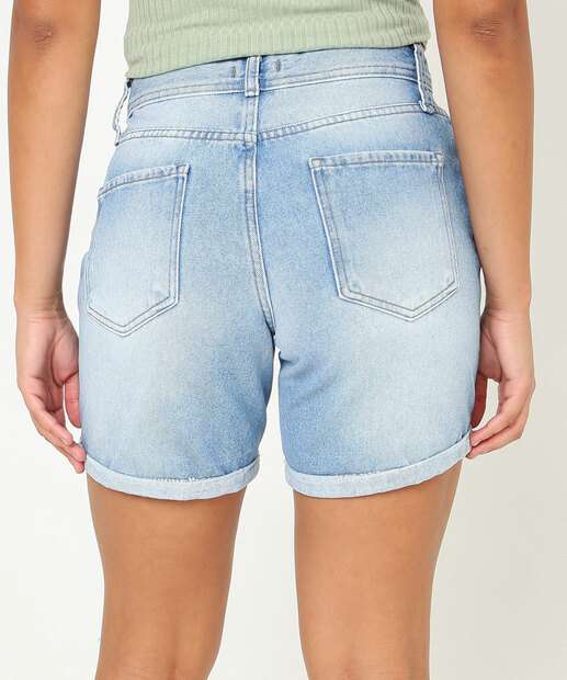 Bermuda Jeans Feminina Destroyed Barra Dobrada Marisa