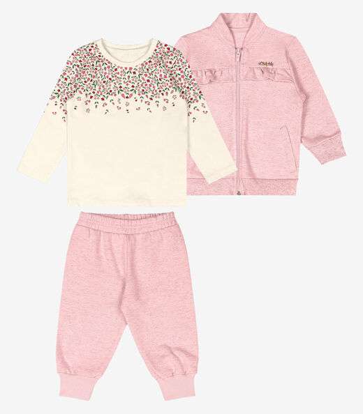 Trijunto Jaqueta Com Blusa e Calça Trick Nick Bege