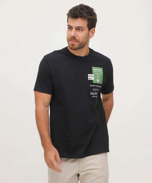 Camiseta Masculina Estampa Frase Manga Curta MR