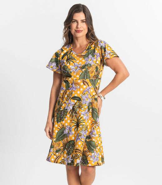 Image_Vestido Feminino Evasê Estampado Select Amarelo