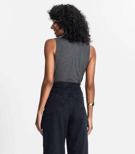 Regata Feminina Ribana Canelada Rovitex Cinza