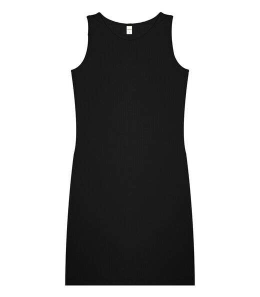 Vestido Curto Em Ribana Canelada Rovitex Preto