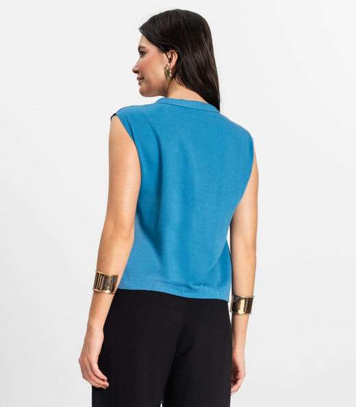 Camisa Feminina Viscose Sarjada Pesada Rovitex Azul