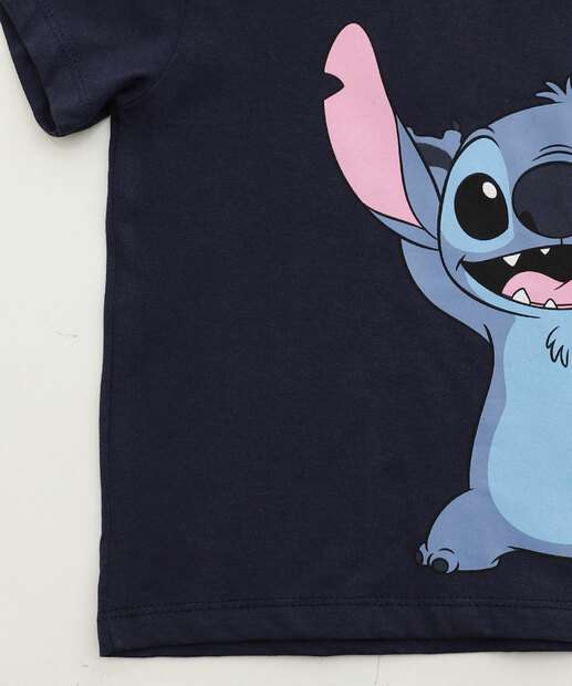 Camiseta Infantil Manga Curta Stitch Disney Tam 1 a 5
