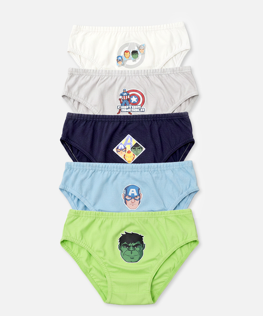 Image_Kit 5 Cuecas Infantil Vingadores Marvel Tam 4 a 12