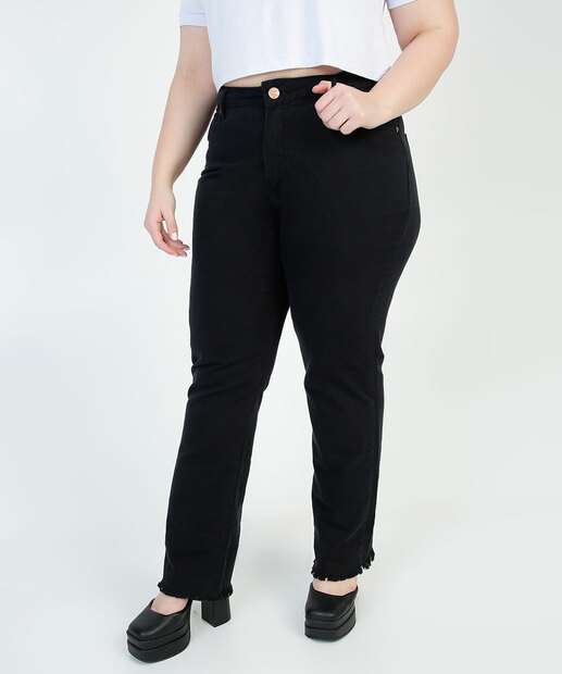 Calça Plus Size Feminina Reta Uber Jeans 
