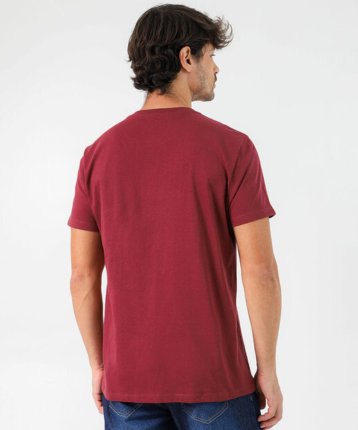 Camiseta Masculina Básica Manga Curta Marisa Vinho
