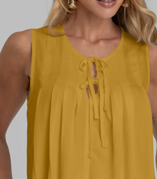 Regata Feminina com Pregas Dianna Amarelo