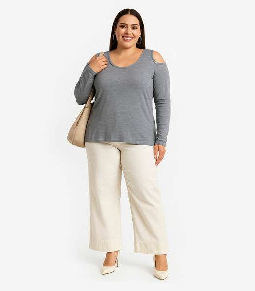 Image_Blusa Feminina Plus Size Ribana Canelada RechSul Cinza