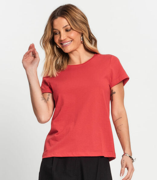 Blusa Feminina Meia Malha 30 Básica KO Laranja