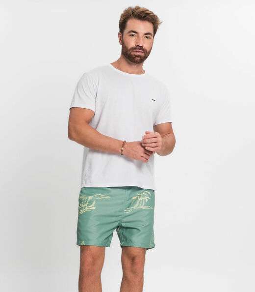 Image_Bermuda Masculina Microfibra Estampada Rovitex Verde