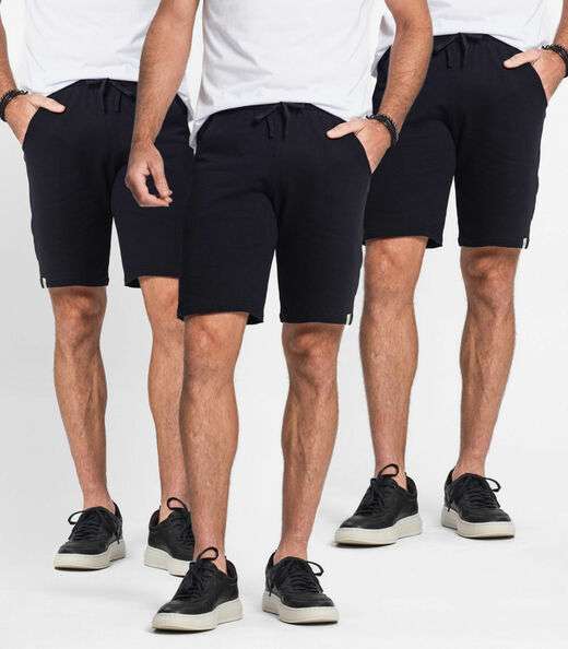 Image_Kit 3 Bermudas De Moletom Masculina Select Preto