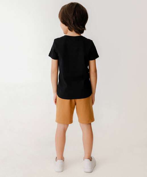 Camiseta Infantil Textura Bolso MR Tam 4 a 10